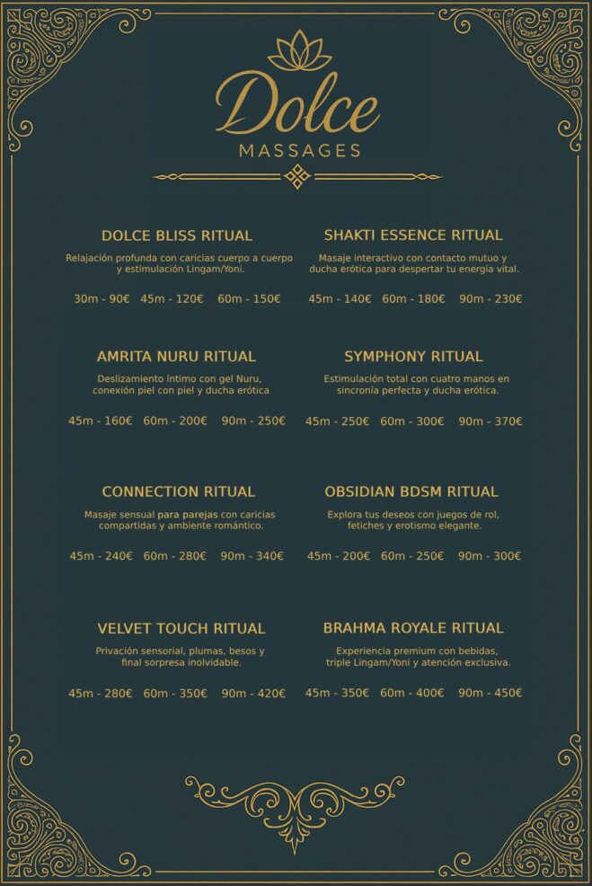 carta masajes eroticos Dolce Massages Barcelona